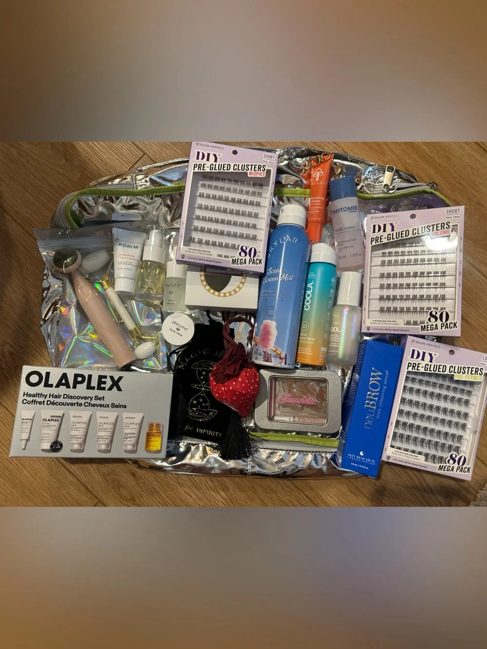 OLAPLEX Beauty Gift Set with Silver Holographic Bag and bundle